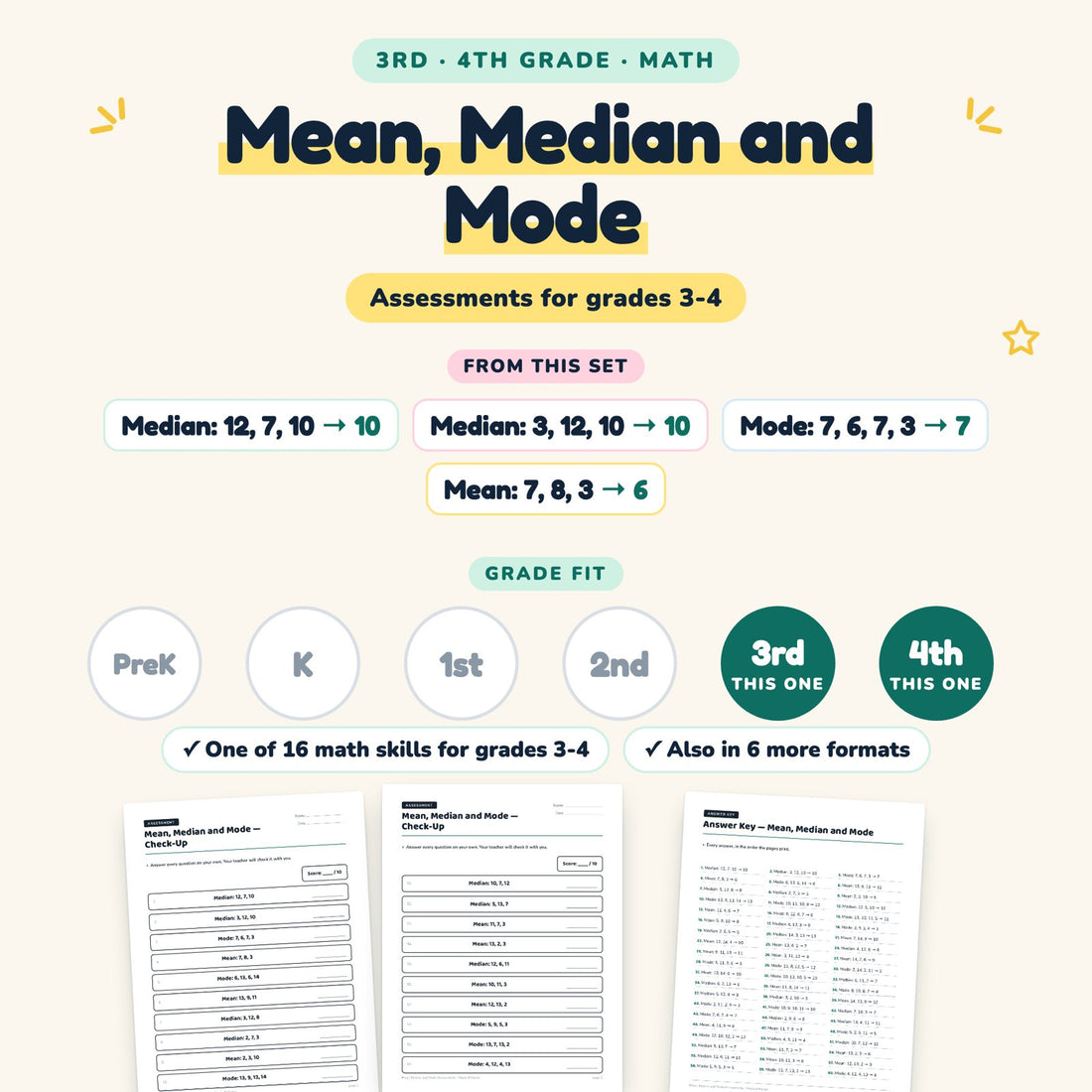 Mean, Median and Mode: skill and grade fit