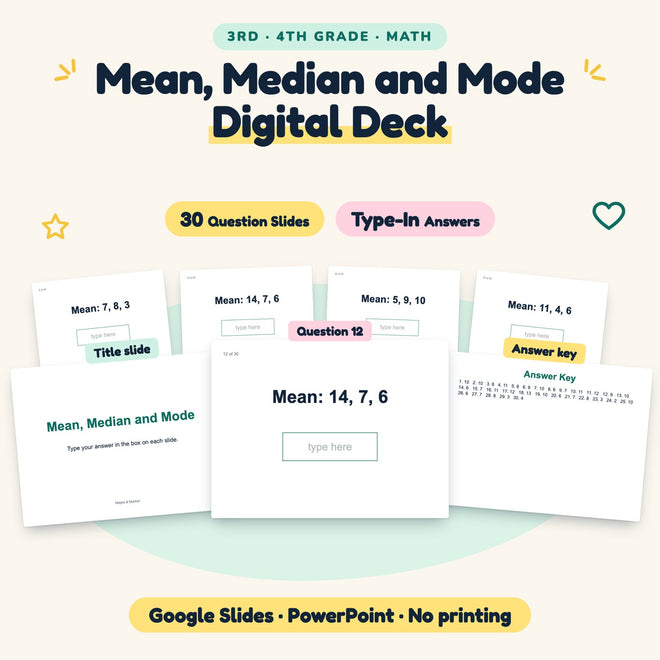30 Question Mean, Median and Mode Digital Deck — cover