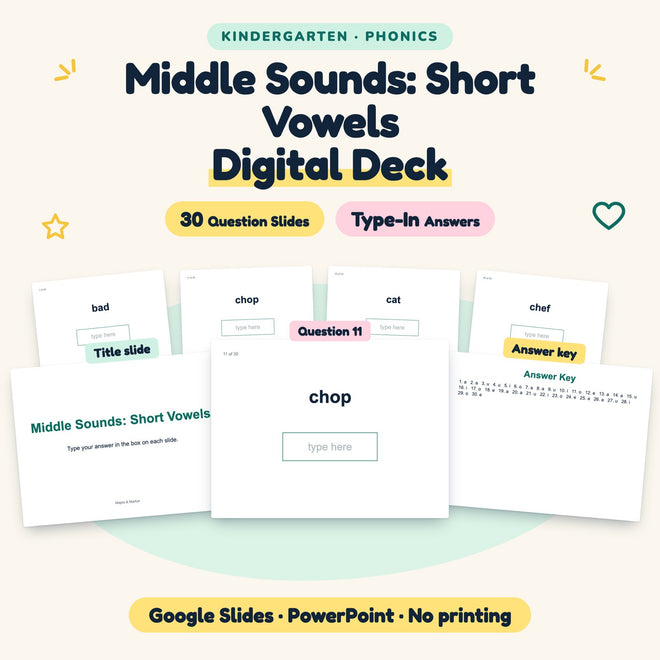 30 Question Middle Sounds: Short Vowels Digital Deck — cover
