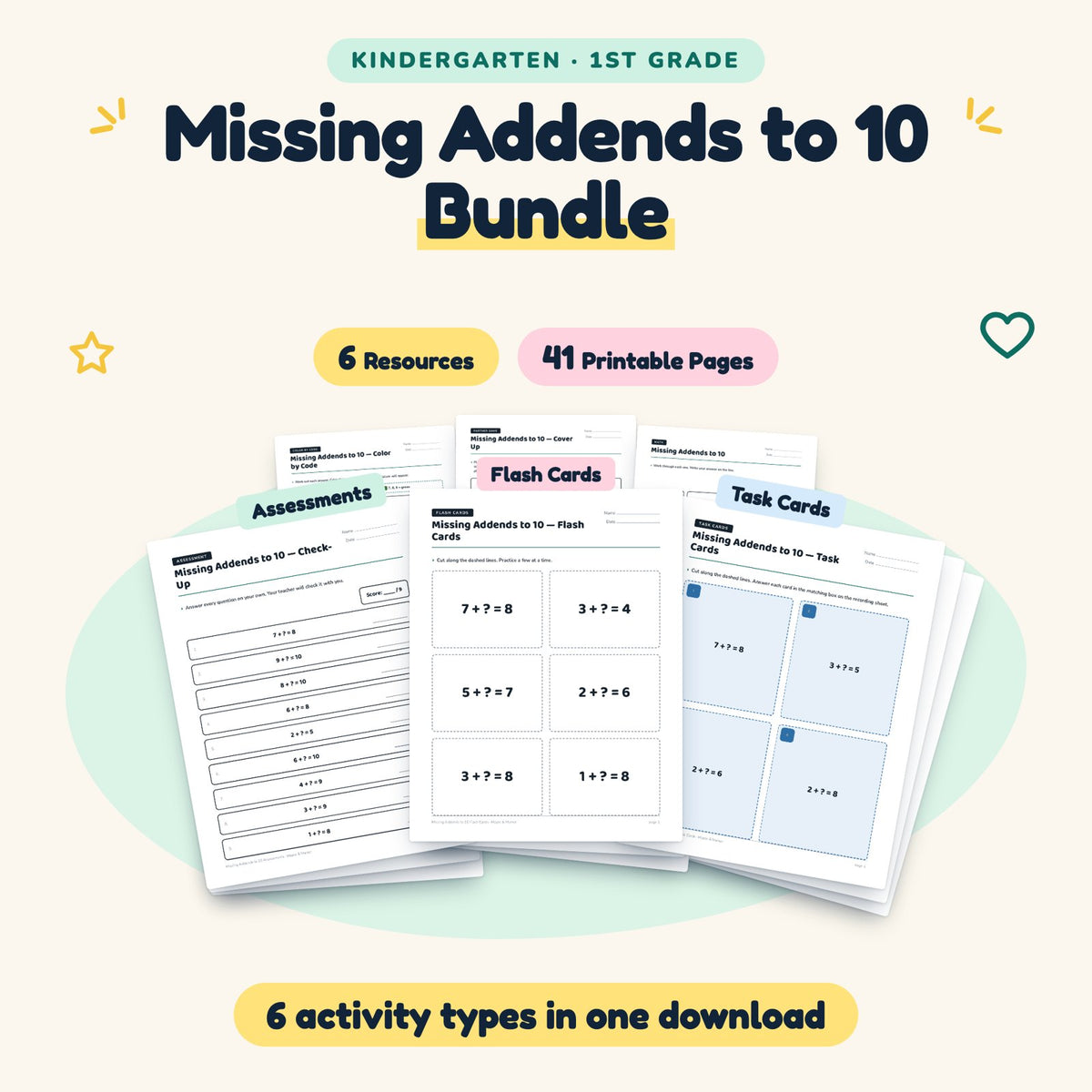 41 Page Missing Addends to 10 Bundle — cover