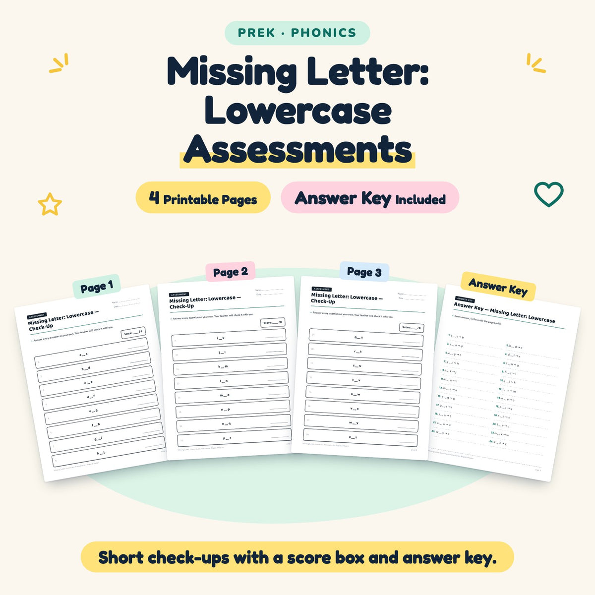 4 Missing Letter: Lowercase Assessments — cover