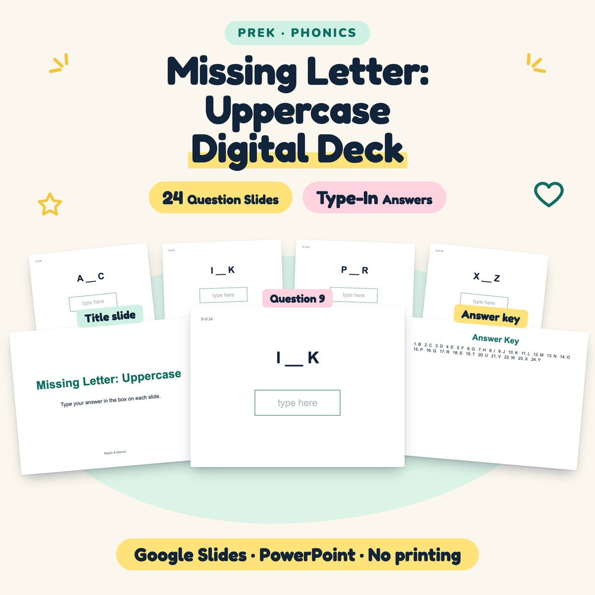 24 Question Missing Letter: Uppercase Digital Deck — cover