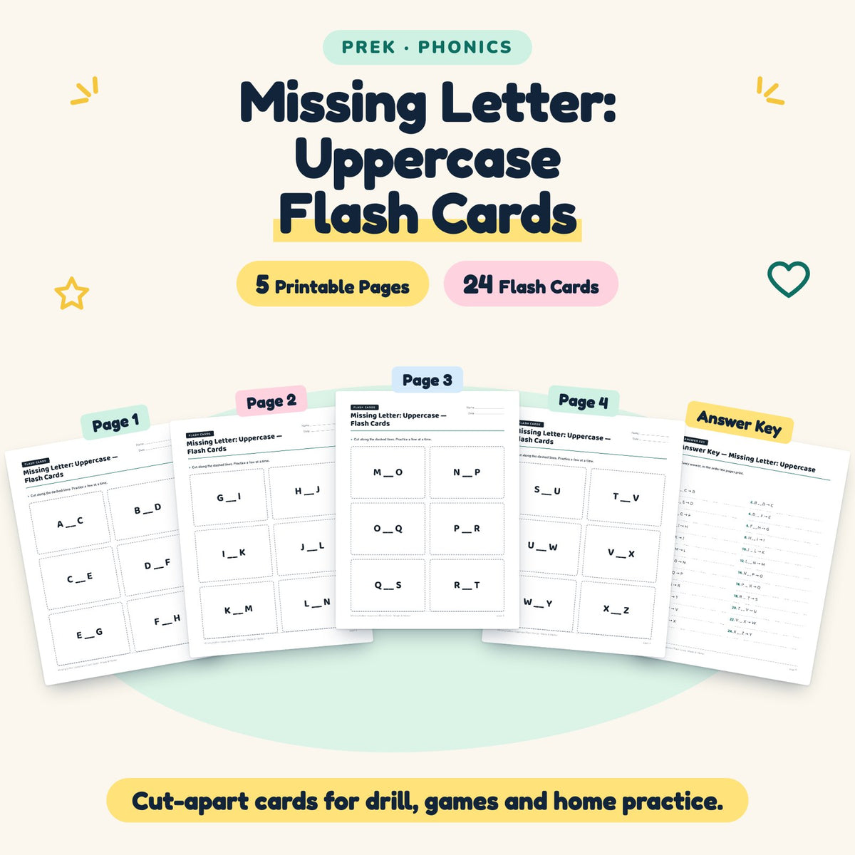 24 Missing Letter: Uppercase Flash Cards — cover