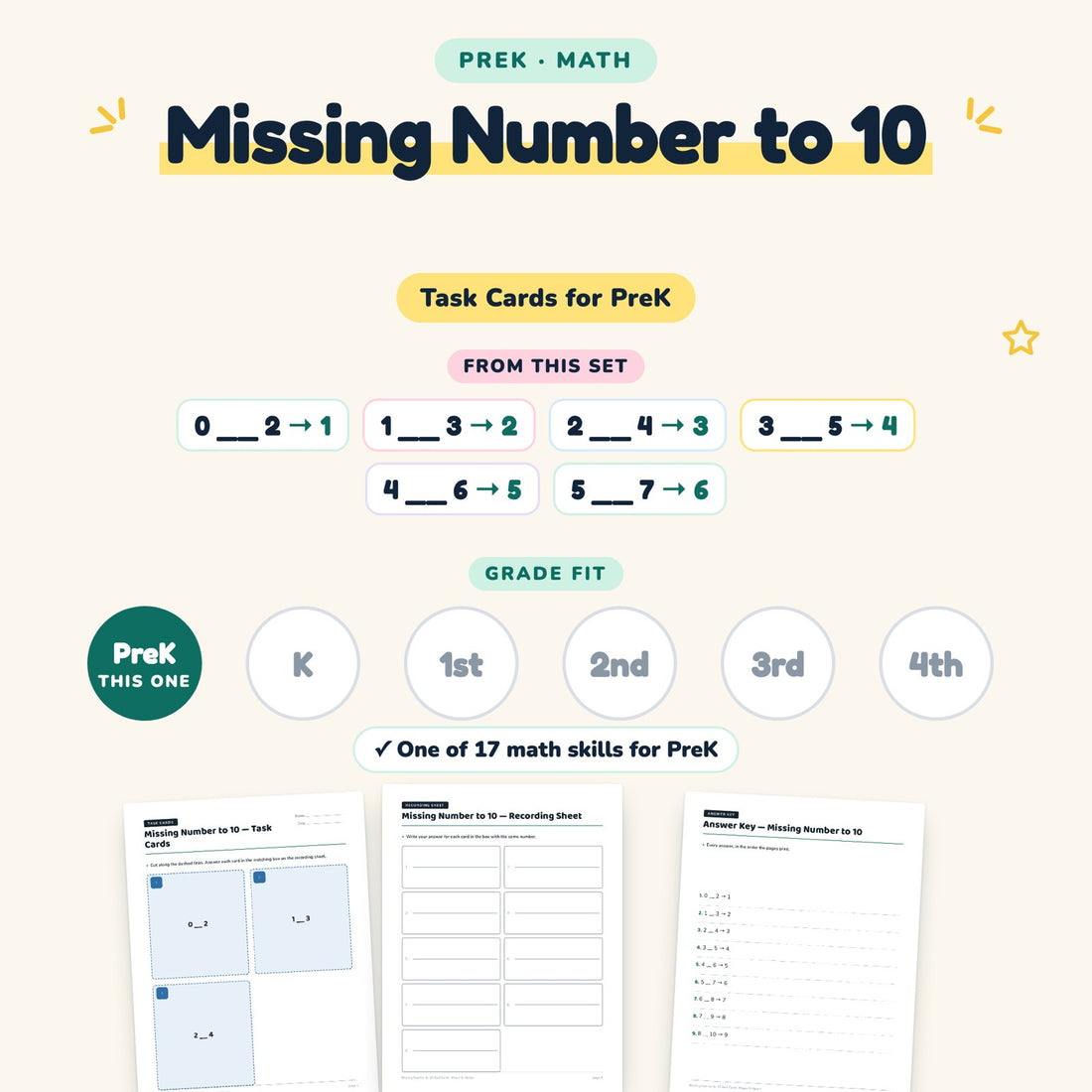 Missing Number to 10: skill and grade fit