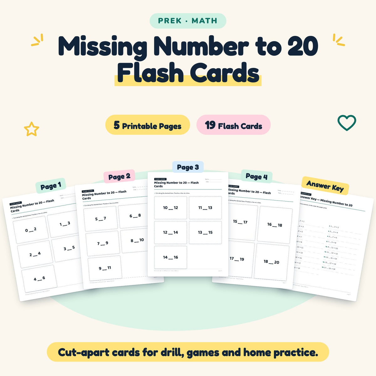 19 Missing Number to 20 Flash Cards — cover