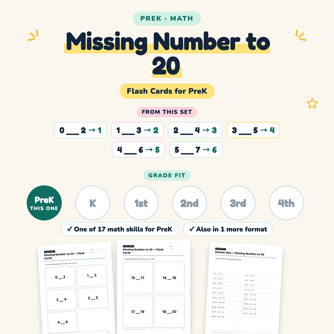 Missing Number to 20: skill and grade fit