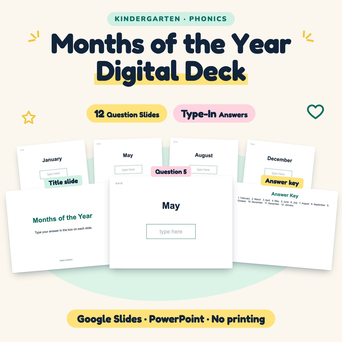 12 Question Months of the Year Digital Deck — cover