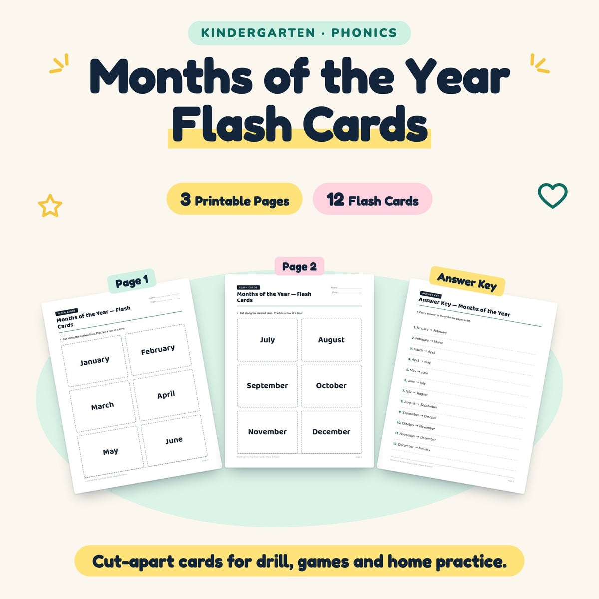 12 Months of the Year Flash Cards — cover
