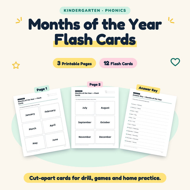 12 Months of the Year Flash Cards — cover