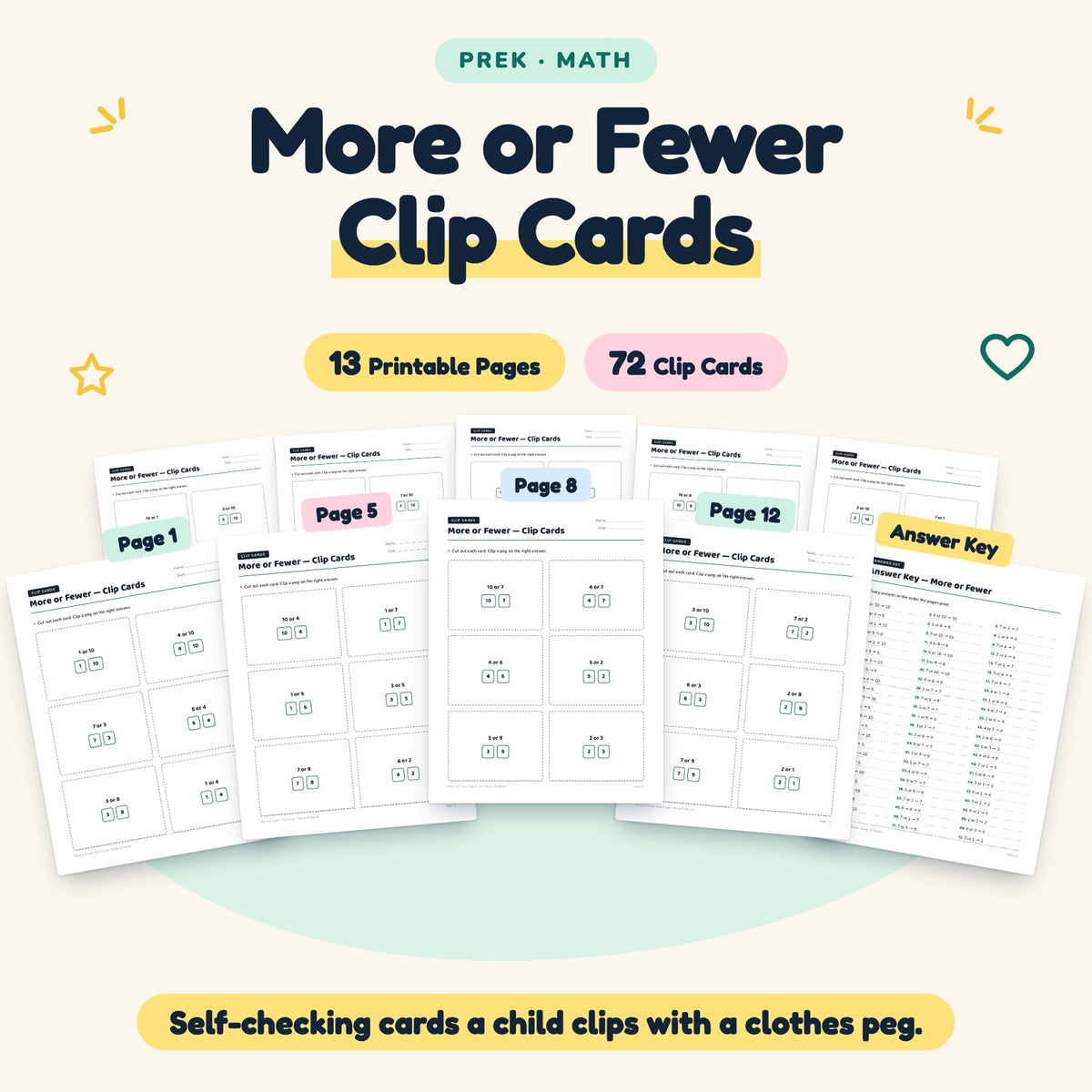 72 More or Fewer Clip Cards — cover