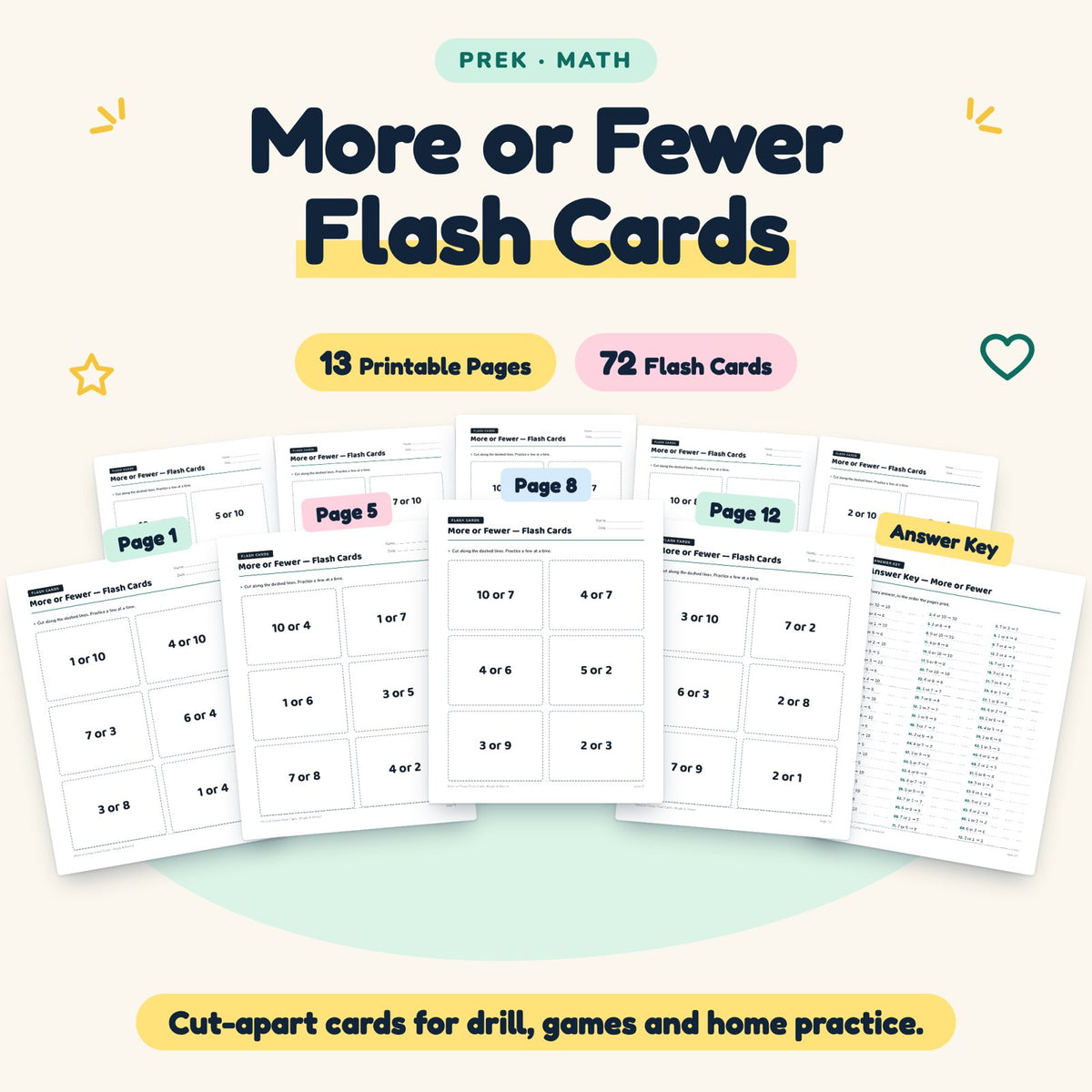 72 More or Fewer Flash Cards — cover