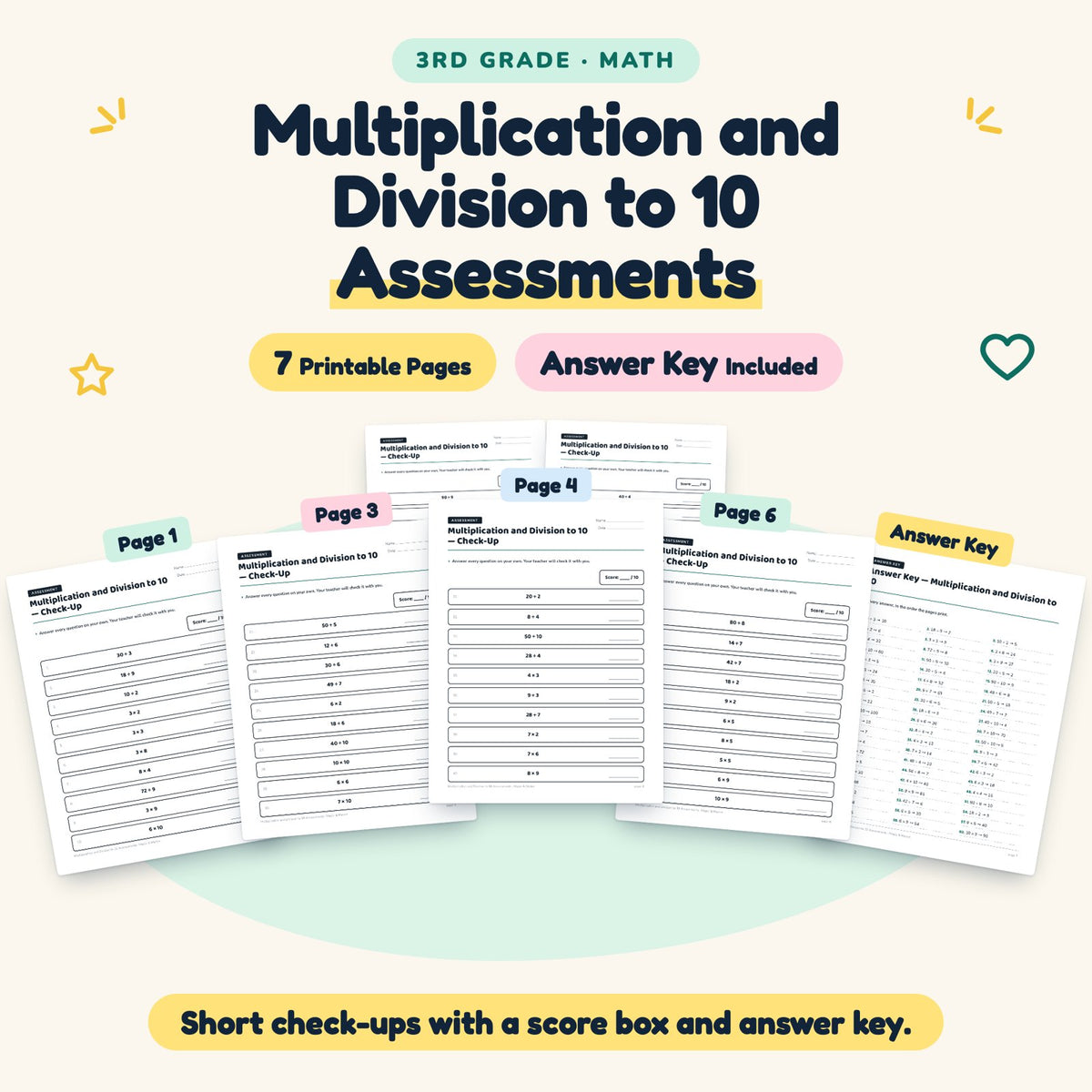 7 Multiplication and Division to 10 Assessments — cover
