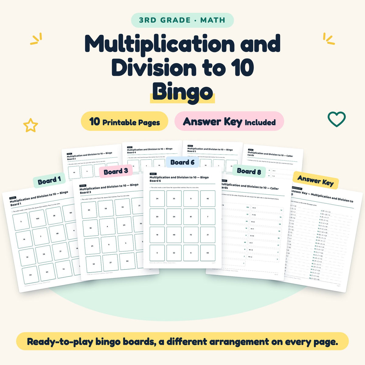 10 Multiplication and Division to 10 Bingo — cover