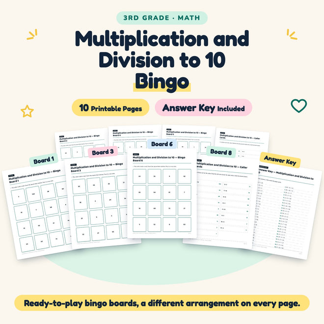 10 Multiplication and Division to 10 Bingo — cover