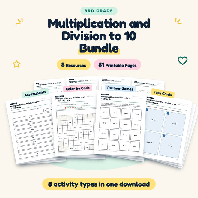 Multiplication and Division to 10 Bundle | 3rd Grade Math — cover