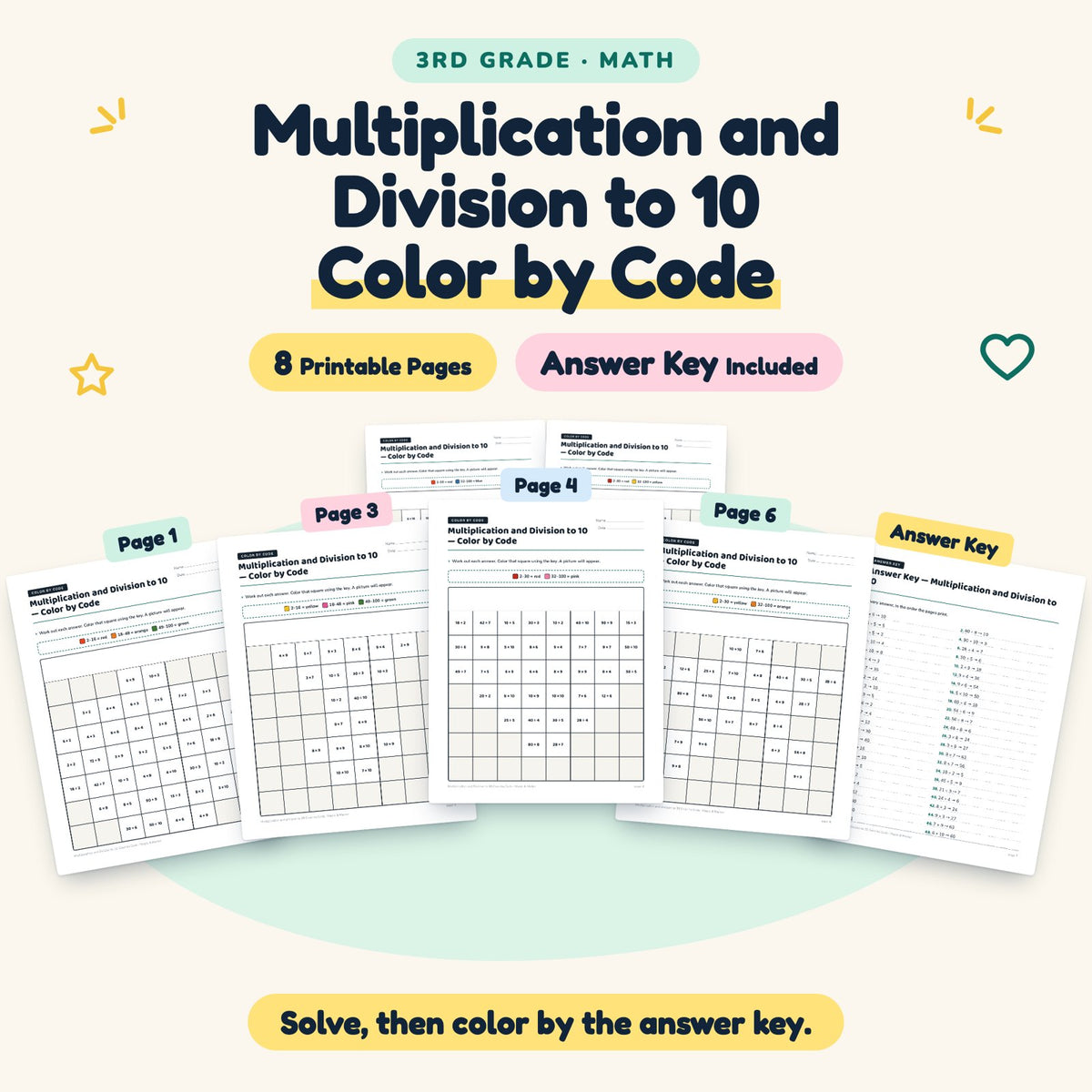 8 Multiplication and Division to 10 Color by Code — cover