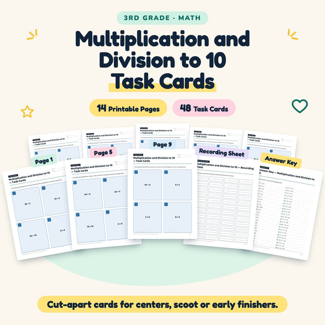 48 Multiplication and Division to 10 Task Cards — cover