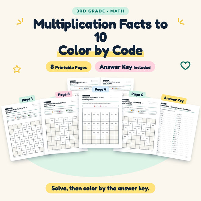 8 Multiplication Facts to 10 Color by Code — cover