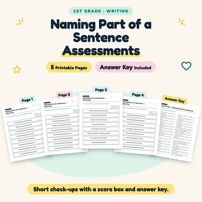 5 Naming Part of a Sentence Assessments — cover