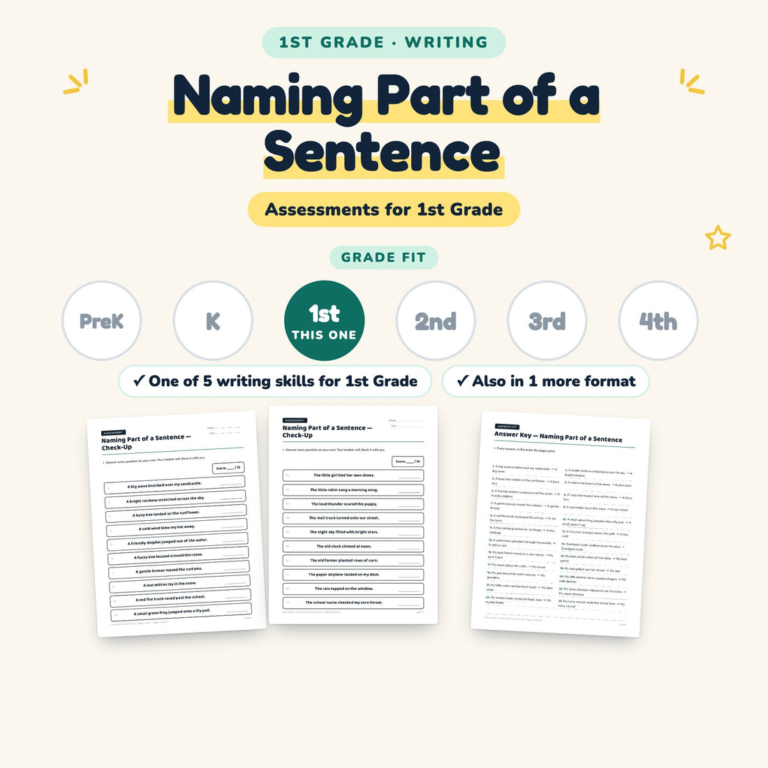 Naming Part of a Sentence: skill and grade fit