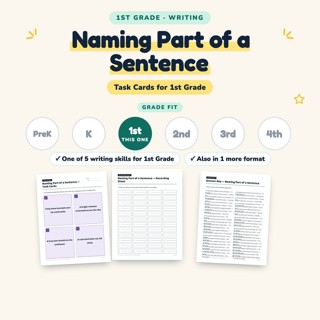 Naming Part of a Sentence: skill and grade fit