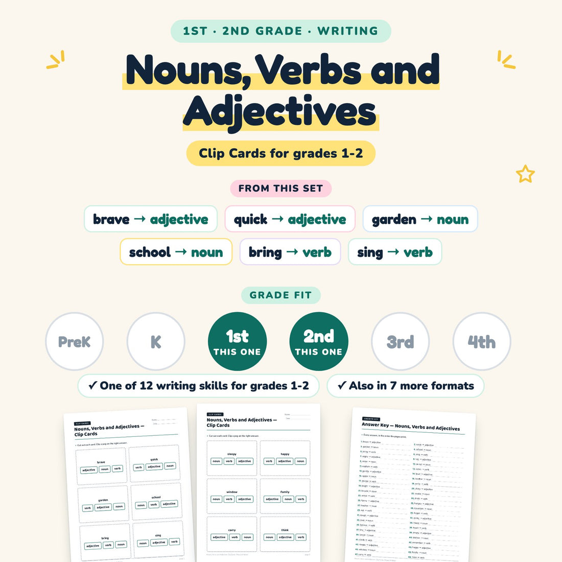 Nouns, Verbs and Adjectives: skill and grade fit