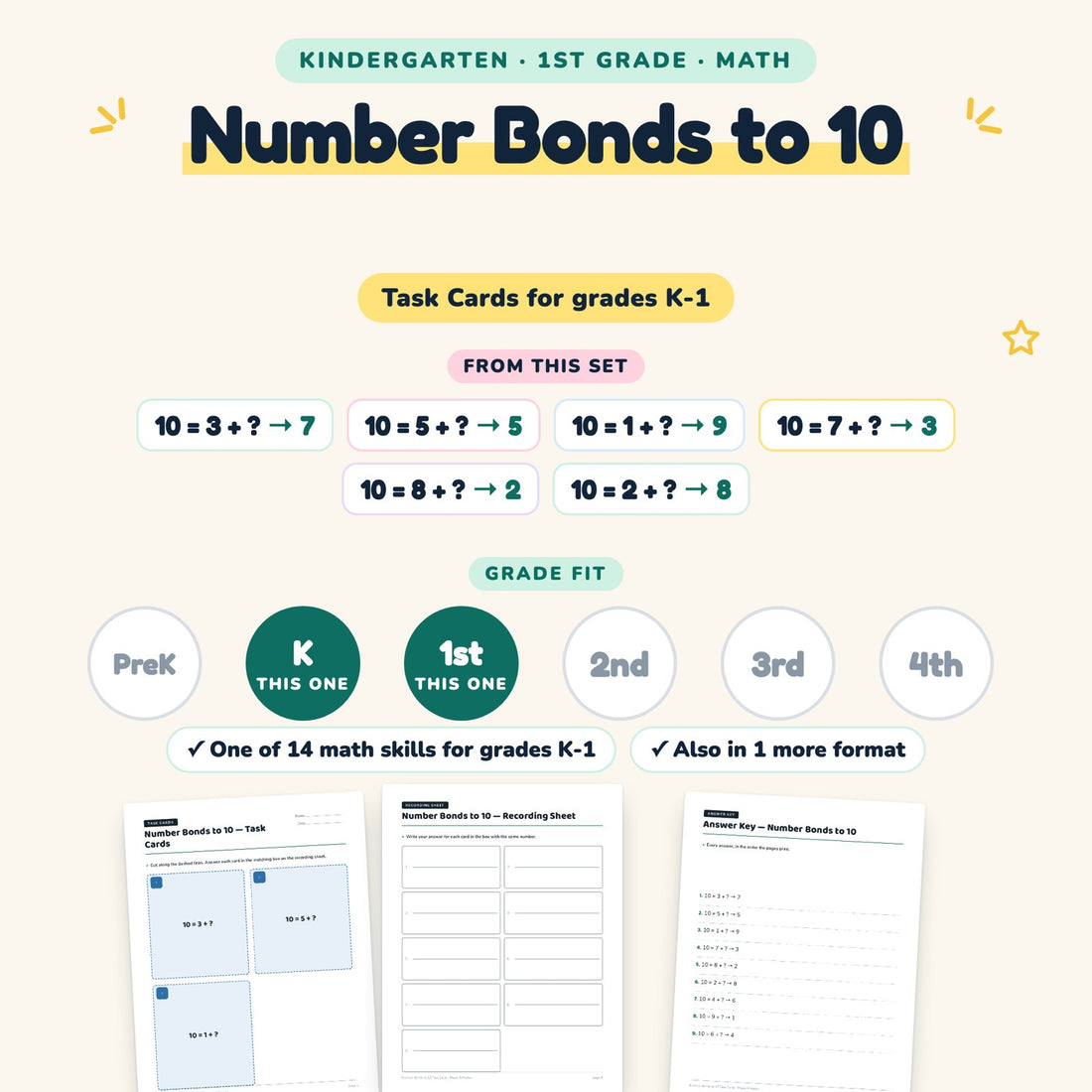 Number Bonds to 10: skill and grade fit
