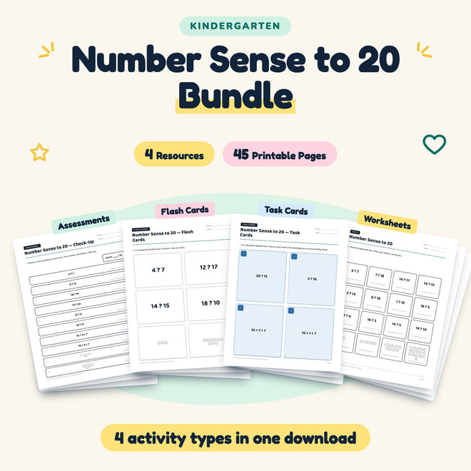 Number Sense to 20 Bundle | Kindergarten Math (4 Resources) — cover