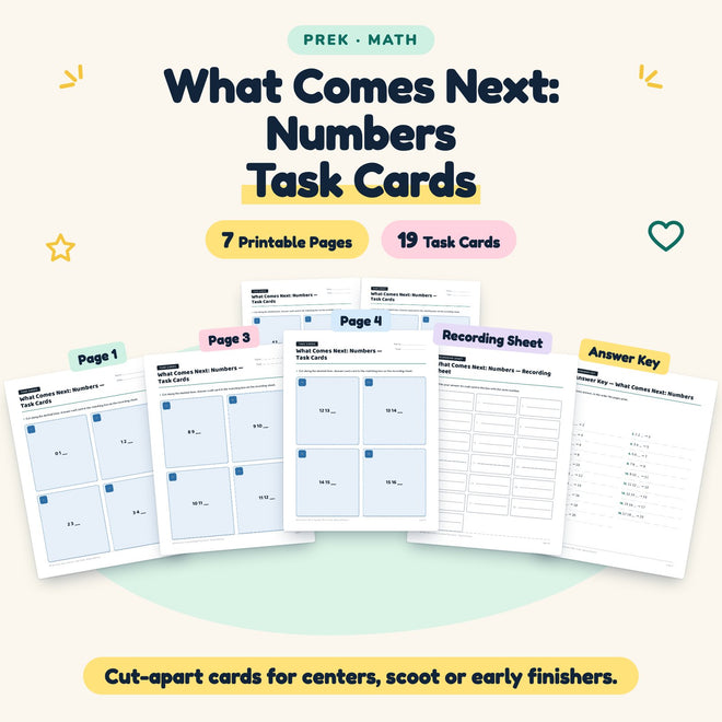 19 What Comes Next: Numbers Task Cards — cover