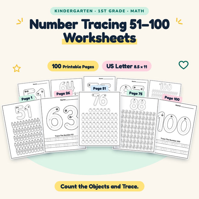 Number Tracing 51–100 — cover
