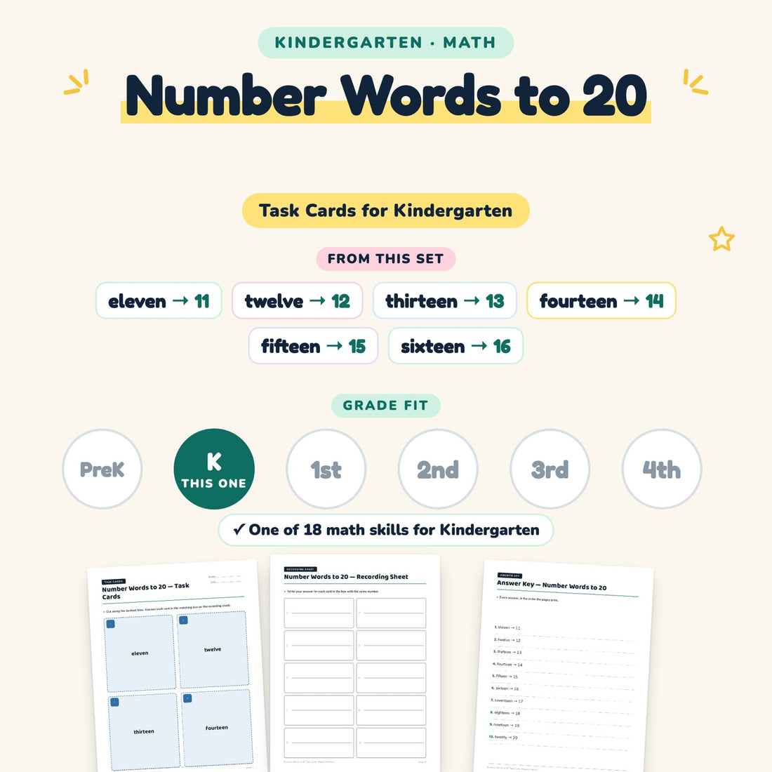 Number Words to 20: skill and grade fit