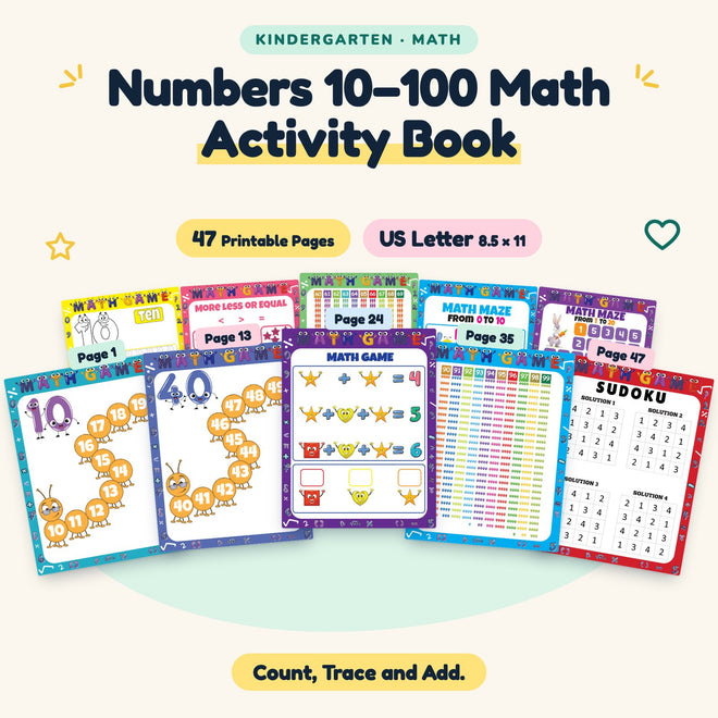 Numbers 10–100 Math Activity Book — cover