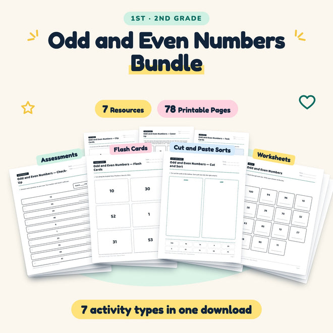Odd and Even Numbers Bundle | 1st–2nd Grade (7 Resources) — cover