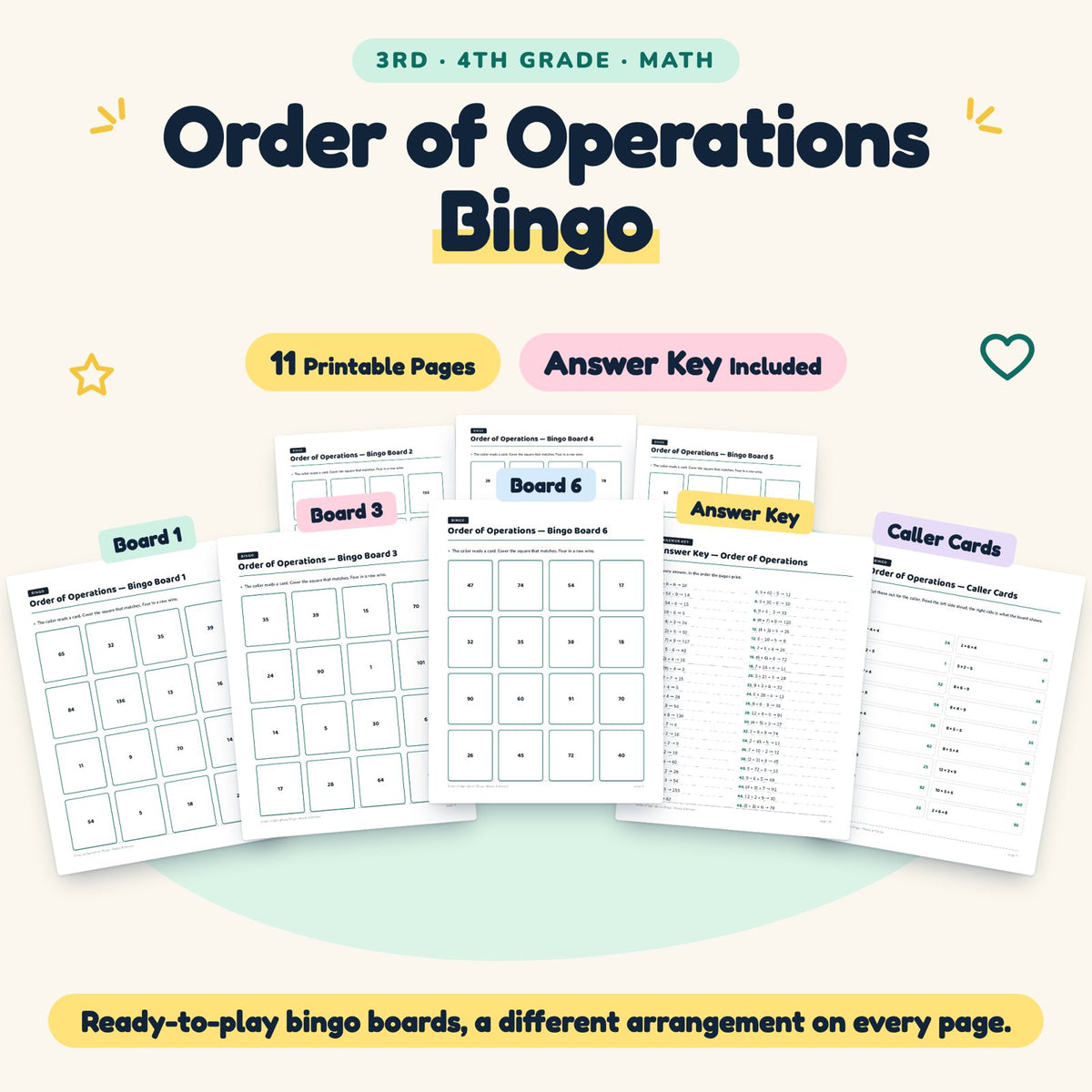 11 Order of Operations Bingo — cover