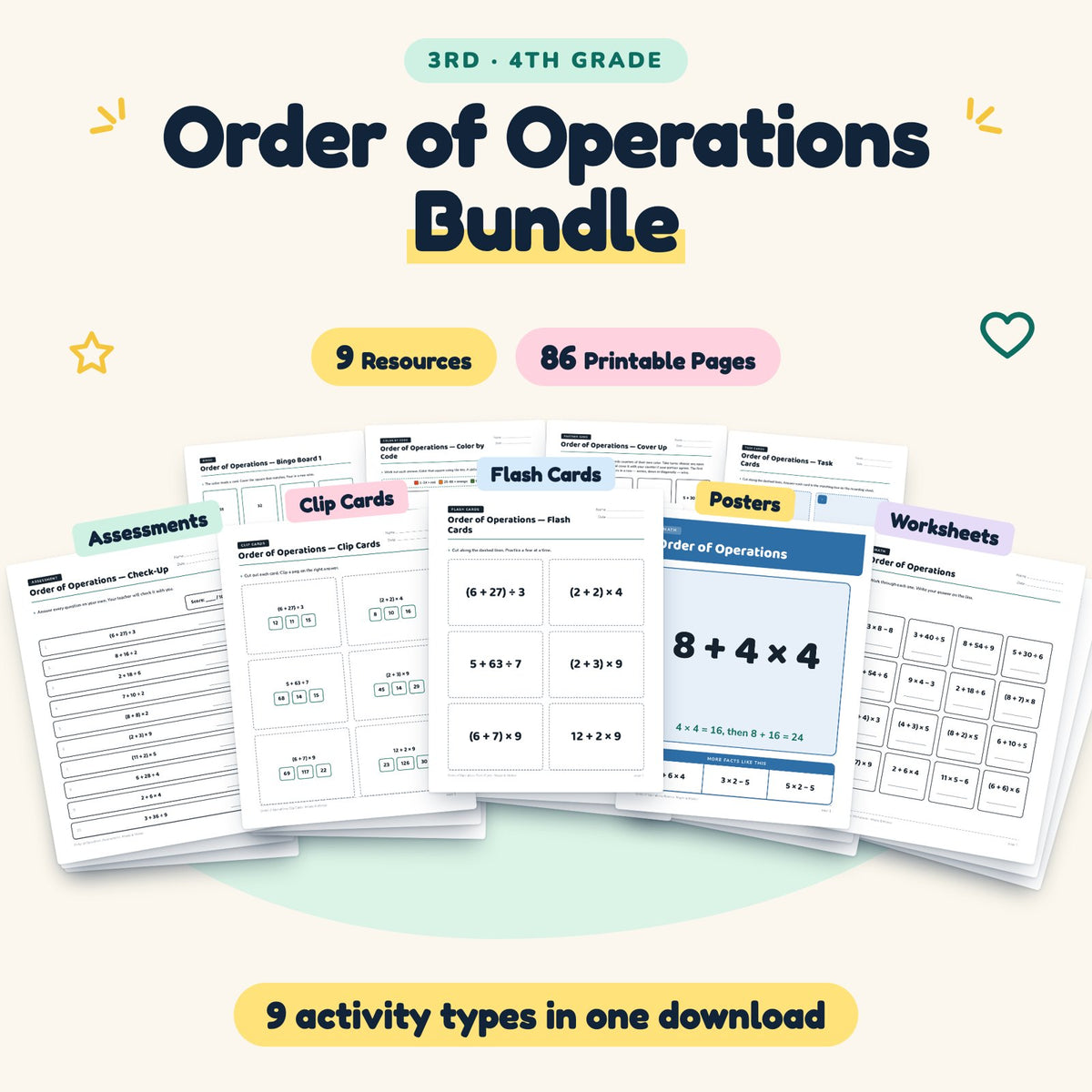 Order of Operations Bundle | 3rd–4th Grade (9 Resources) — cover