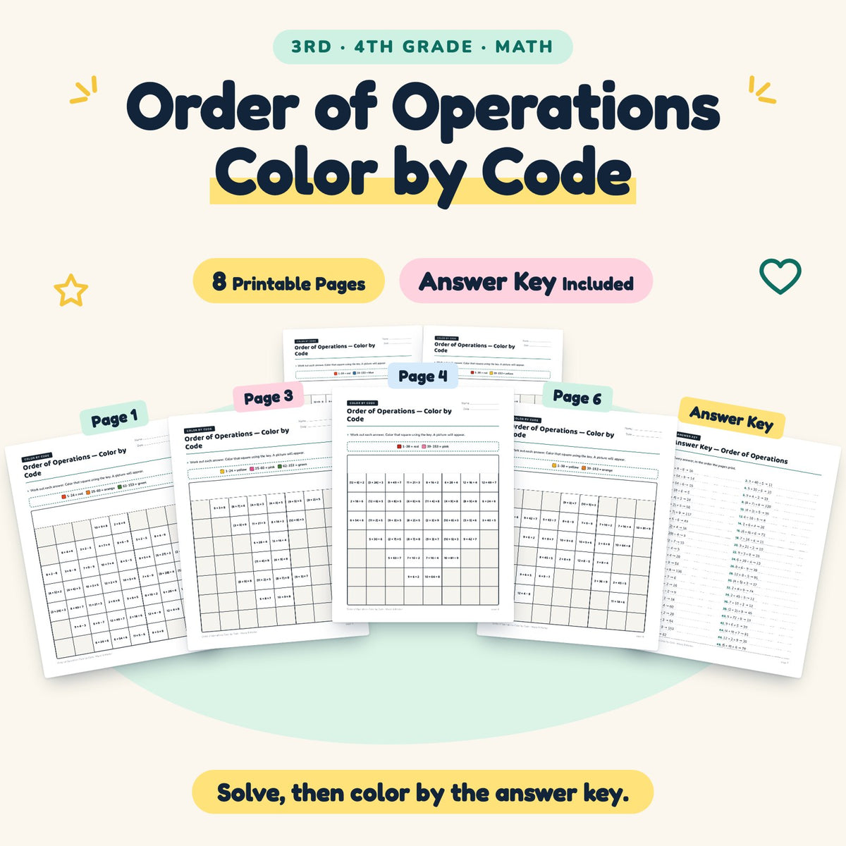 8 Order of Operations Color by Code — cover
