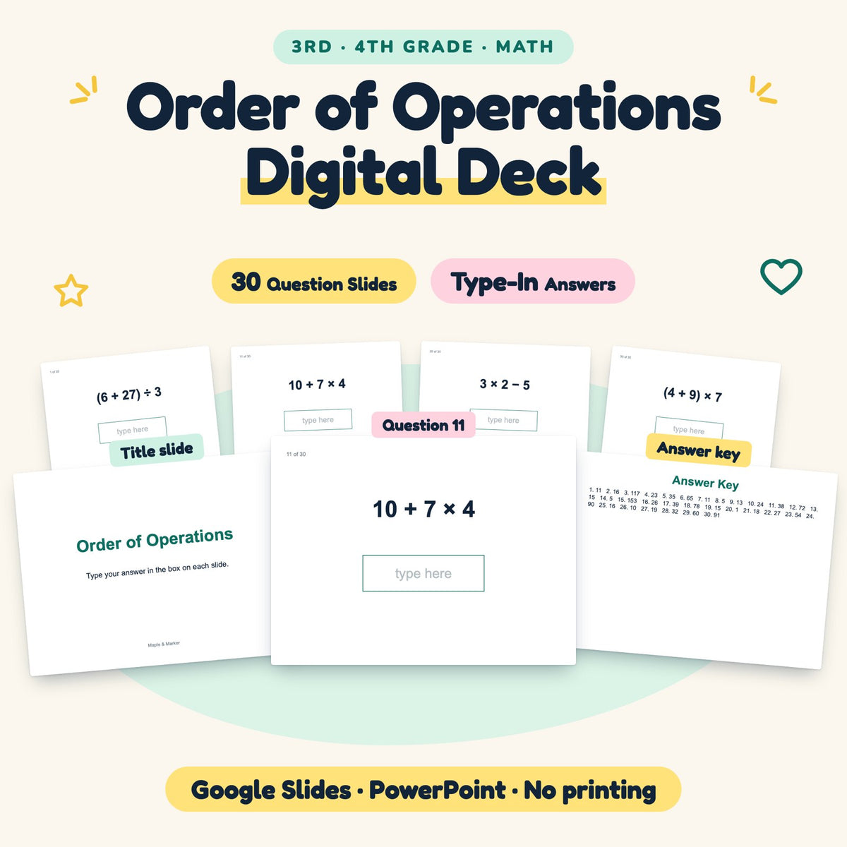 30 Question Order of Operations Digital Deck — cover