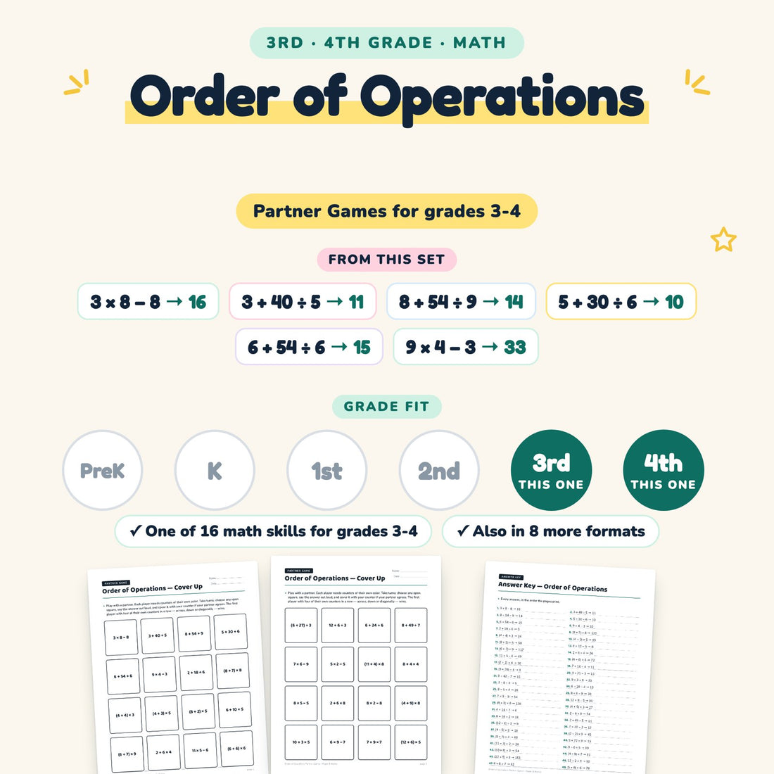 Order of Operations: skill and grade fit
