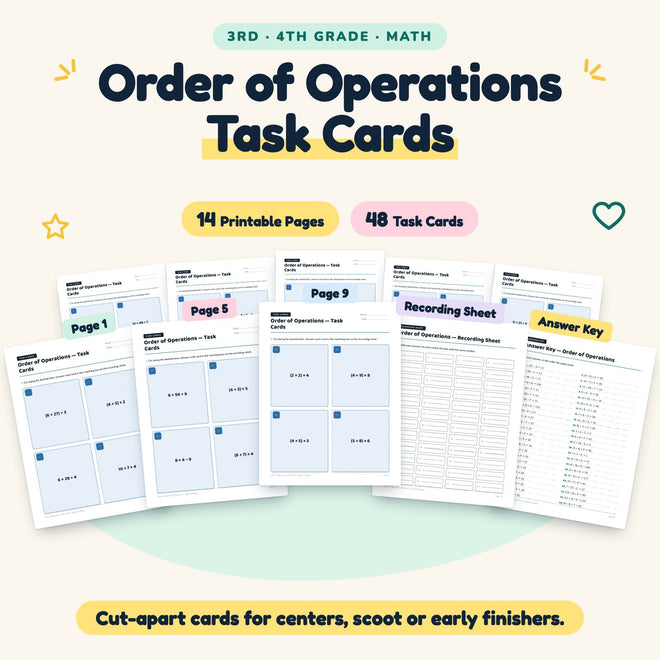 48 Order of Operations Task Cards — cover
