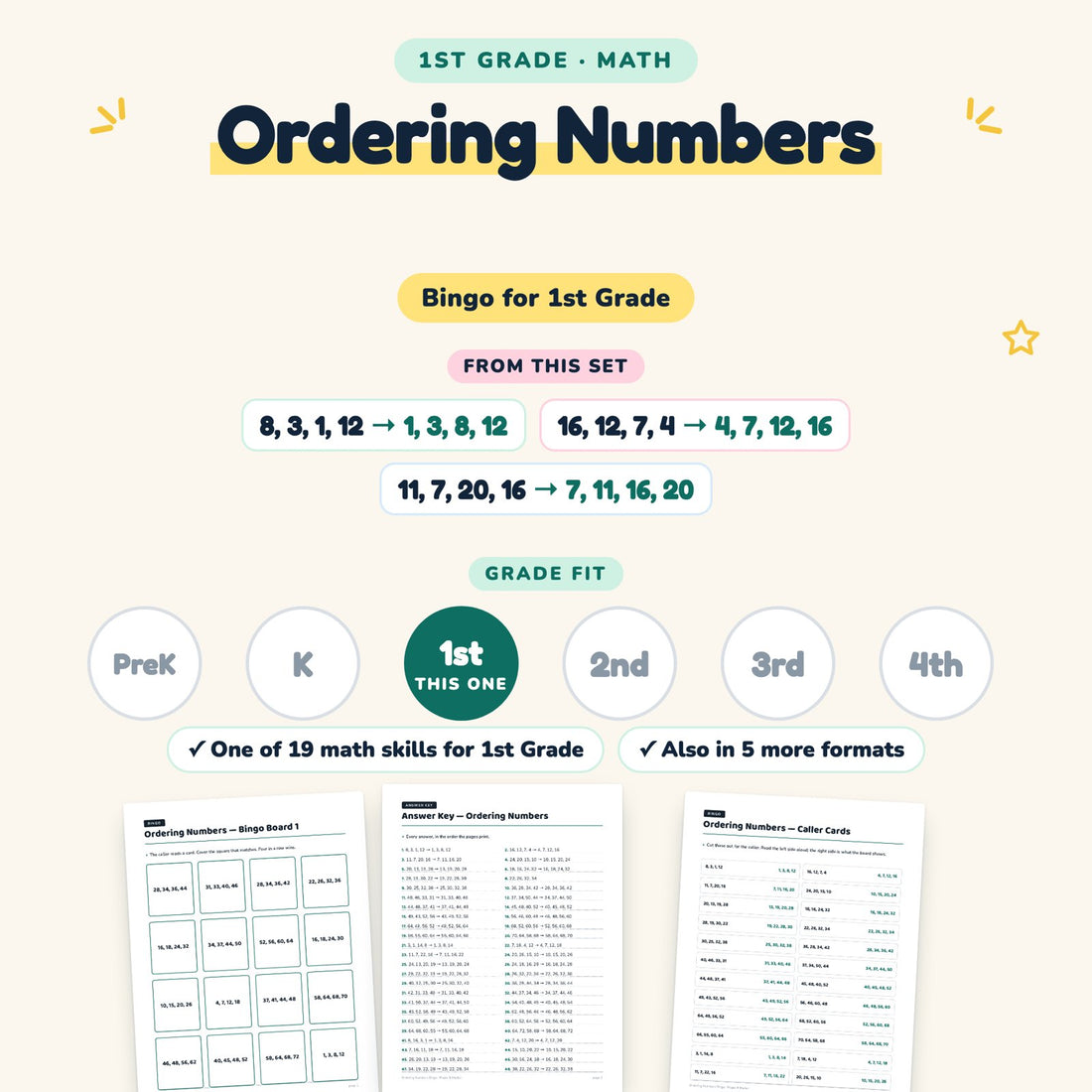 Ordering Numbers: skill and grade fit