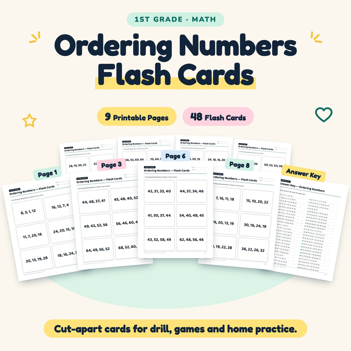 48 Ordering Numbers Flash Cards — cover