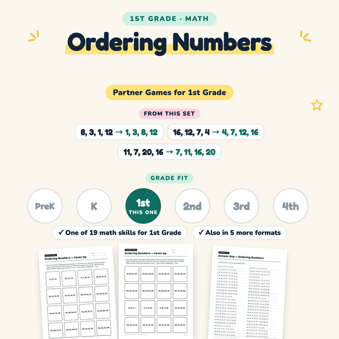 Ordering Numbers: skill and grade fit