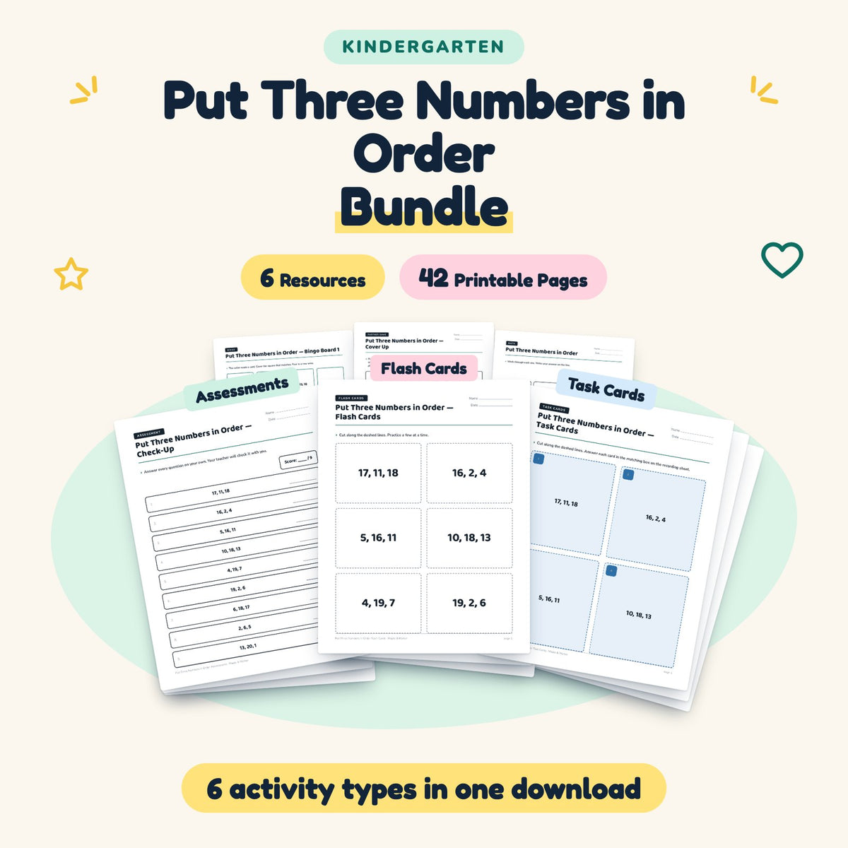 42 Page Put Three Numbers in Order Bundle — cover