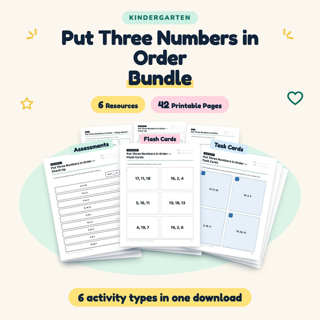 42 Page Put Three Numbers in Order Bundle — cover