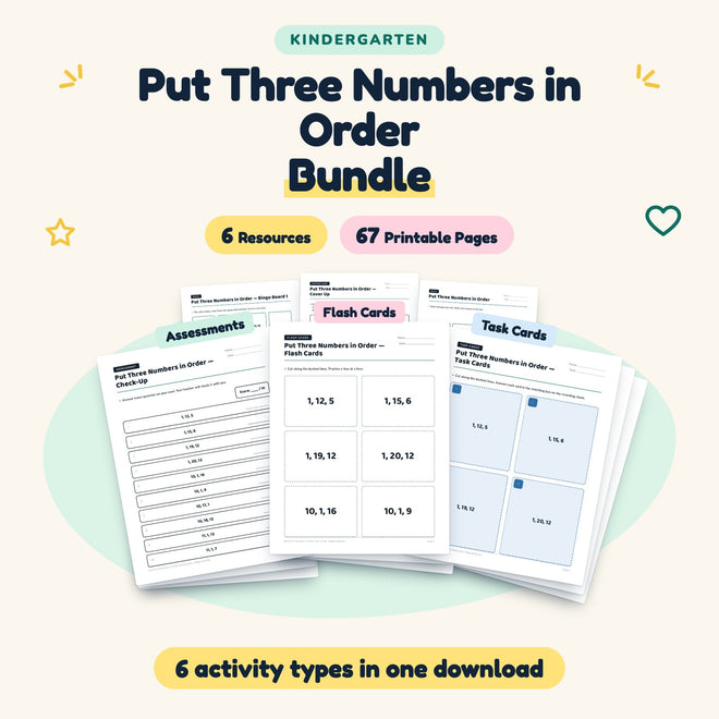 Put Three Numbers in Order Bundle | Kindergarten Math — cover