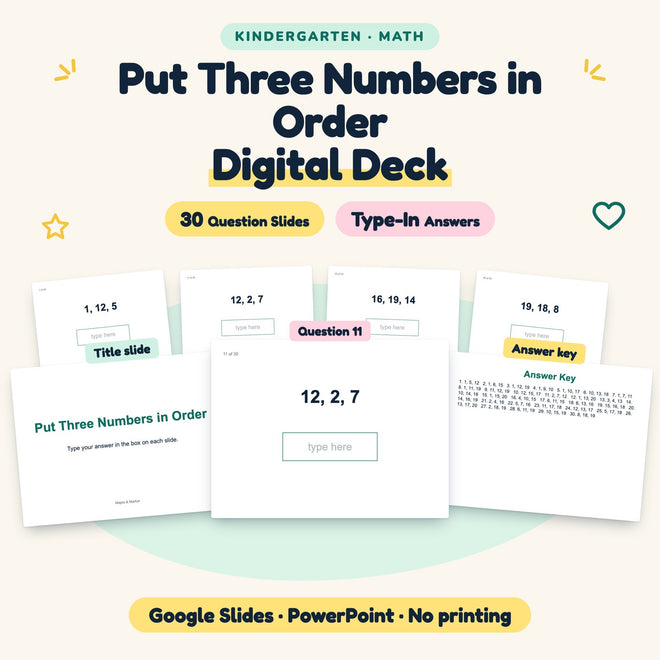 30 Question Put Three Numbers in Order Digital Deck — cover