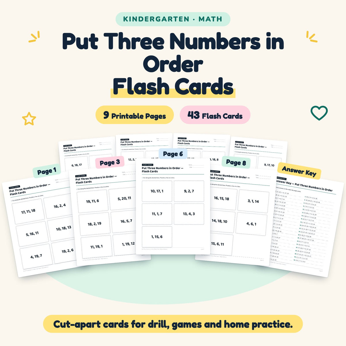 43 Put Three Numbers in Order Flash Cards — cover