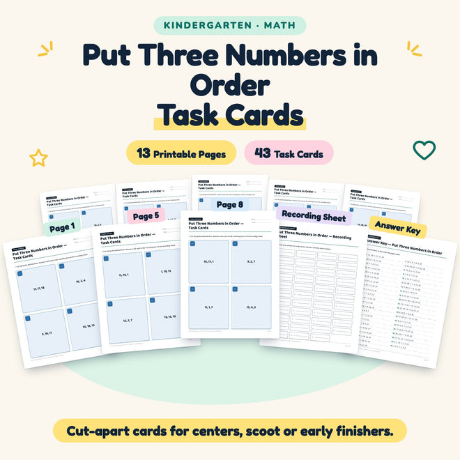43 Put Three Numbers in Order Task Cards — cover