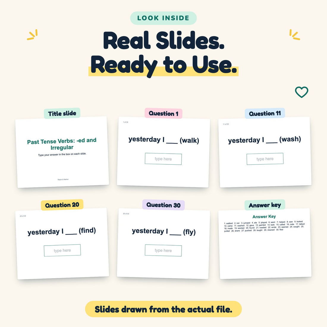 Past Tense Verbs: -ed and Irregular digital deck: look inside
