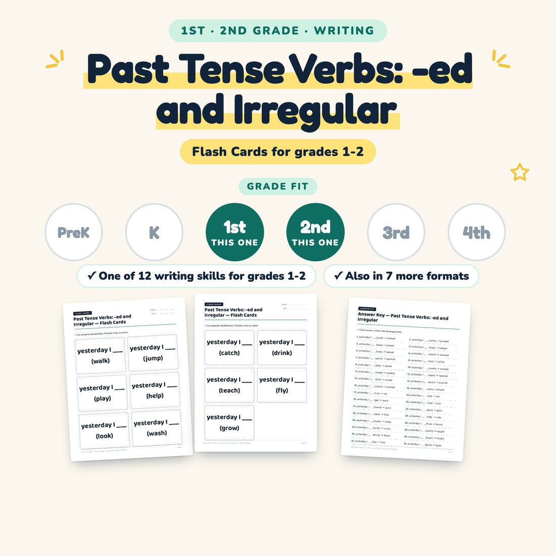 Past Tense Verbs: -ed and Irregular: skill and grade fit